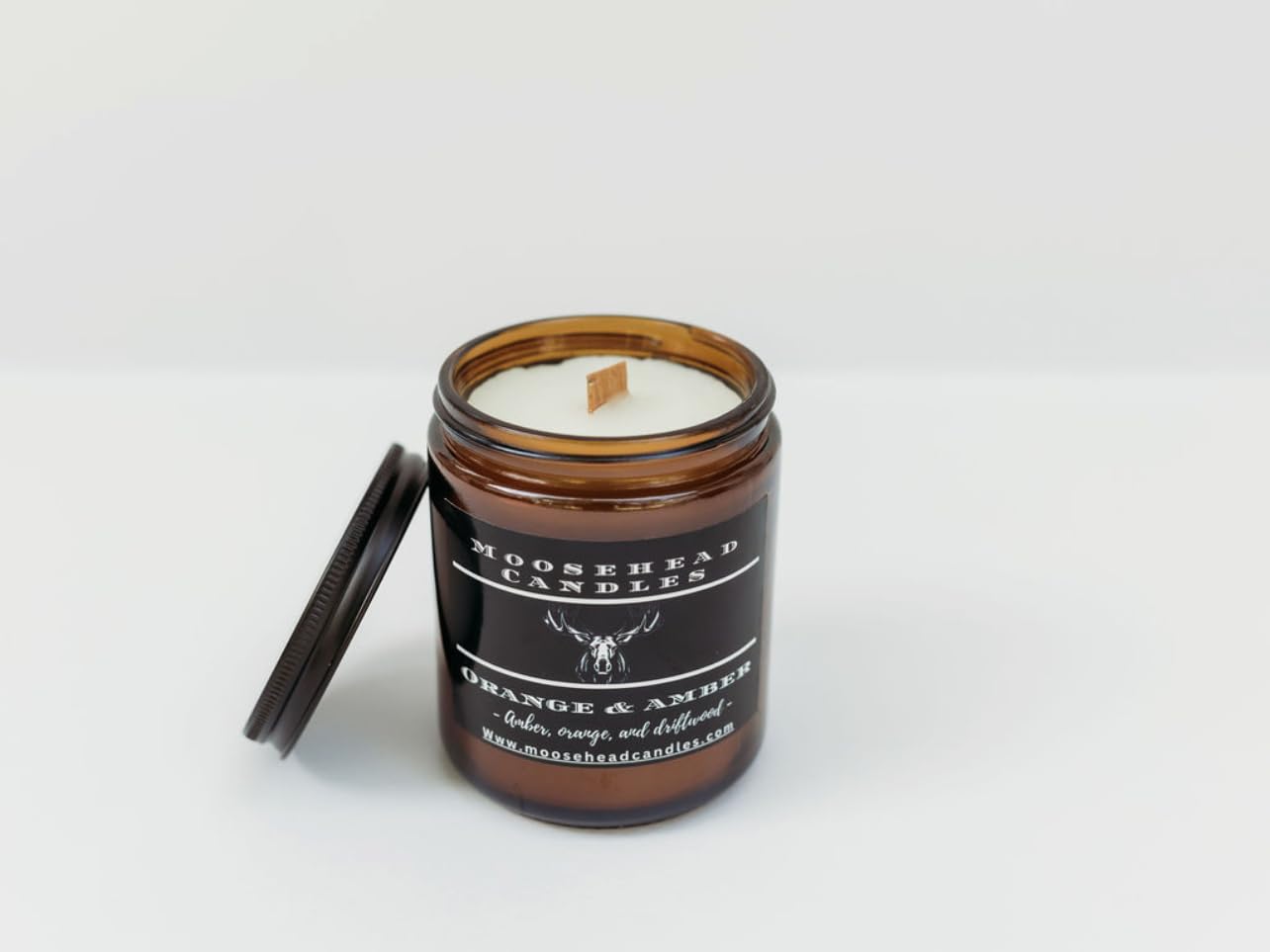 Amber and Orange Blossom Scented Soy Wax Candle, 8oz Candle Made in The USA by Moosehead Candles