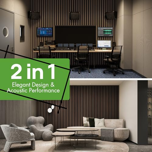 Image of Art3d 12 inch x 93 inch Acoustic Wood Slat Wall Panel, 8 pcs, 62 sq.ft, Deep Walnut