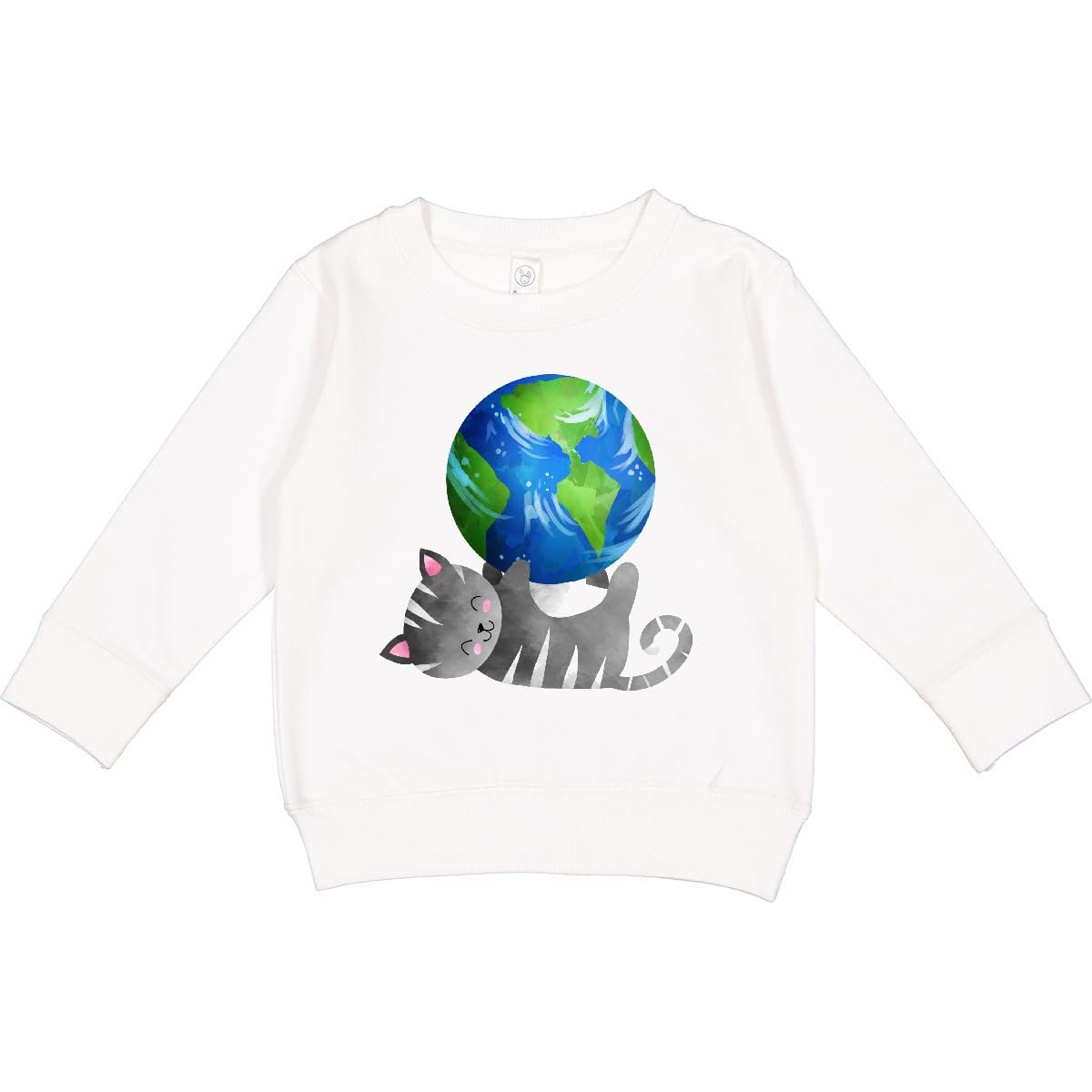 inktastic Cat with the World As a Toy Toddler Sweatshirt 4T White 42870