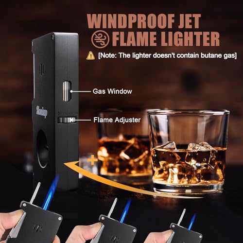 Encendedor Jet Torch con V Cutter integrado y estuche de cuero miniatura 4