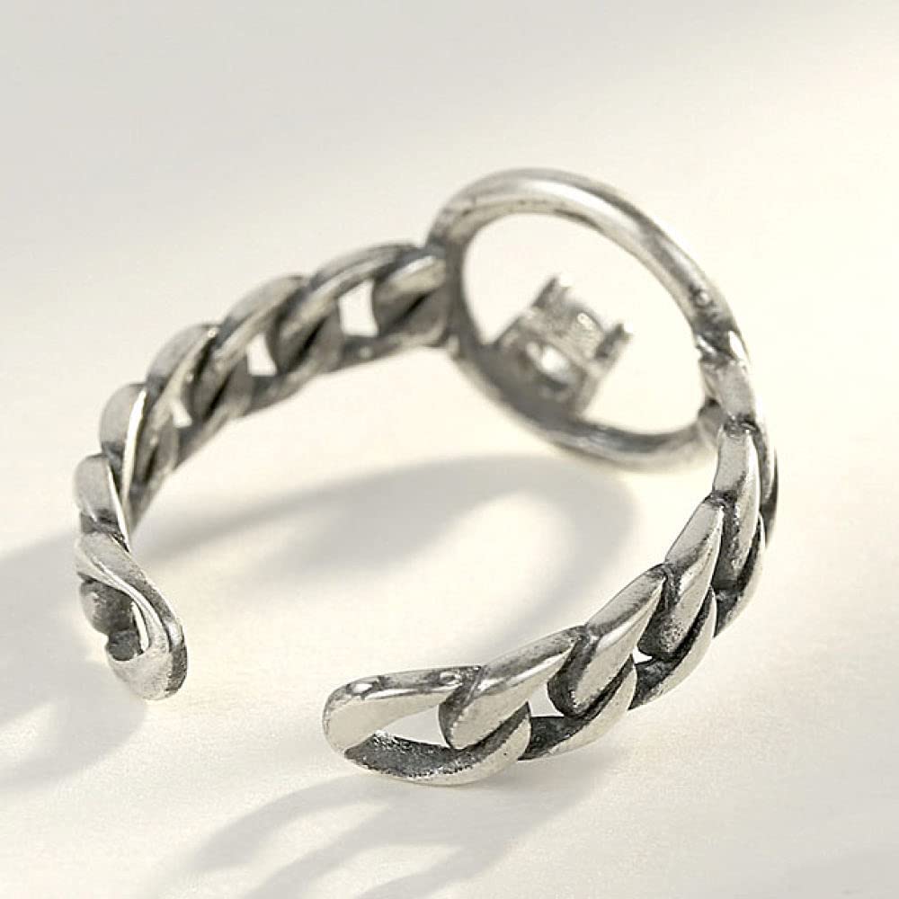 Elegante anello regolabile per donna - Anello da dito aperto a disco vintage S925, con anello articolato impilabile in zirconio 3A, regali economici per festival per donne e G