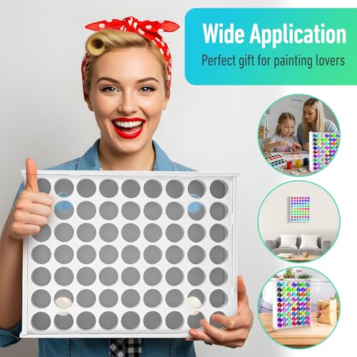 Image of Mekueeex Minimalist 63 Holes Craft Paint Storage Organizer, Thick PVC Wall Mounted Holder, White