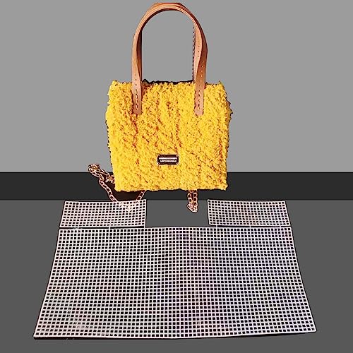 Allazone 39 folhas de tela de plástico transparente para bordado, folhas de tela de plástico de tela de plástico com fio de acrílico de 2 cores para saco de costura DIY