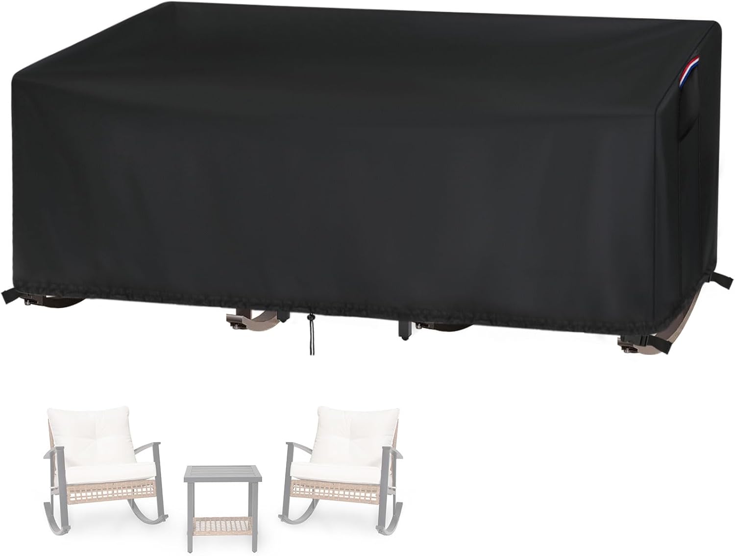 Outdoor Sofa Cover,Waterproof and Dustproof Patio Outdoor 3-Piece Set,Easy Install and Full Protection,Fits 70"L x 21"W x 29"H (Black,1-Pc)
