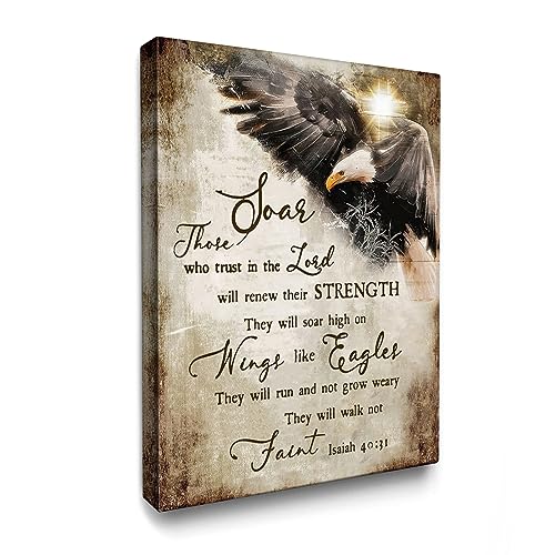 Luslya Bald Eagle Christian Canvas Wall Art Motivational Quotes Eagle