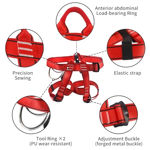 Image of NewDoar Climbing Harness, Mountaineering Rock Climbing Harness, Half Body Harness for Rappelling Fire Rescuing Tree Climbing