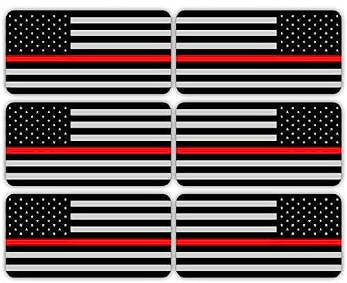 3M REFLECTIVE Stealthy Flag Hard Hat Stickers | Black Ops Decals | Tactical Gear Survival Labels | USA Canada Mexico Flags Toolbox Helmet Patriotic Old Glory (Red Thin Line Firefighter Mirrored)