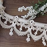 ZNZAKKA Venice Lace Trim Sewing Lace Applique Scalloped Lace for Home Decoration (4.5 Yards, Beige and Brown)