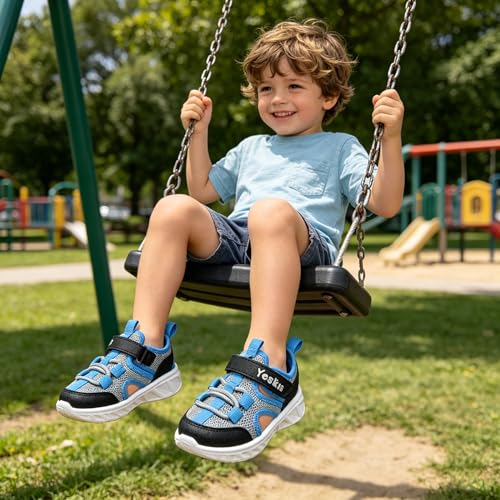 Image of YESKIS Toddler Boys Girls Sport Sandals Outdoor Athletic Hiking Running Tennis Barefoot Shoes Lightweight Closed Toe Adjustable Strap for Toddler and Little Kids