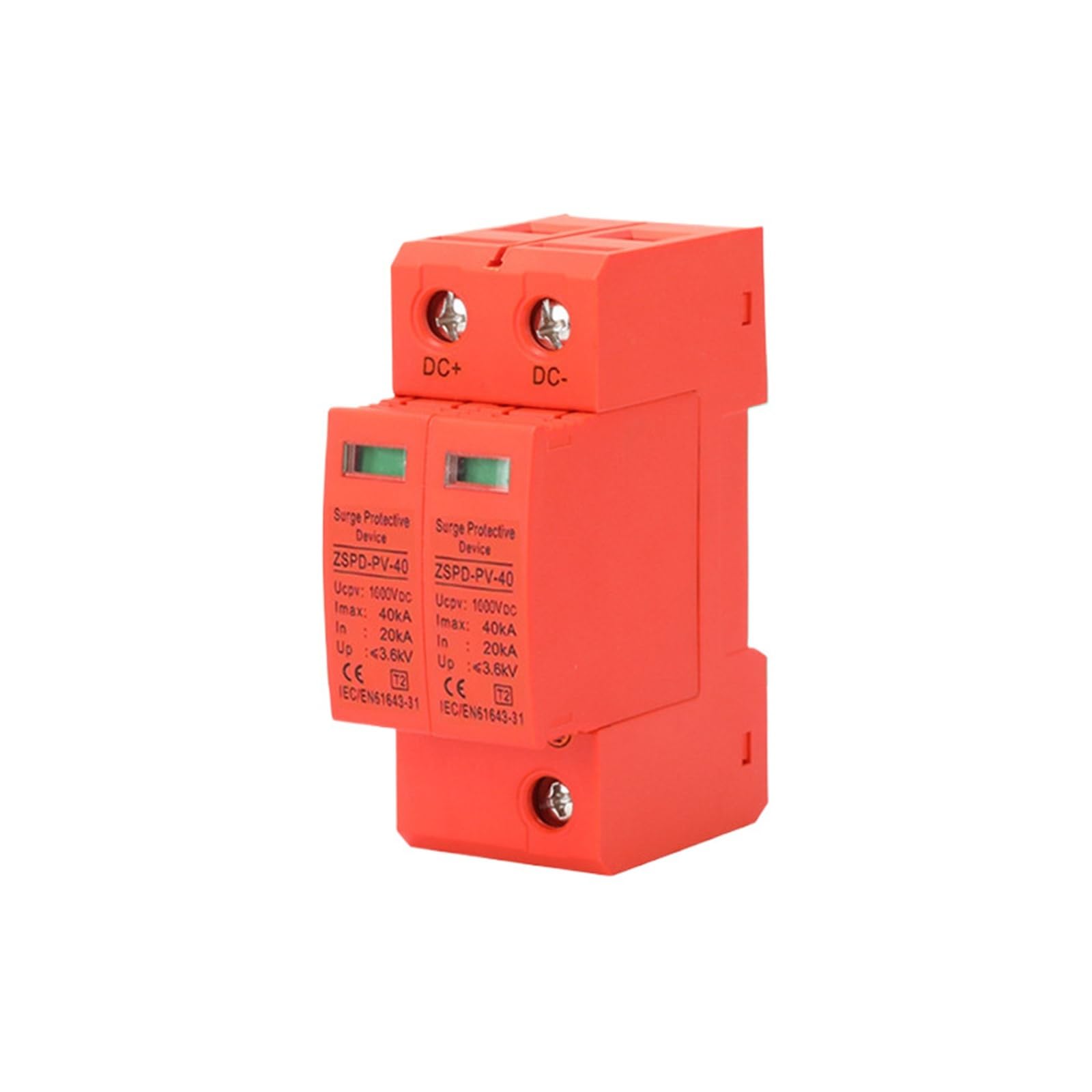Type 2 Surge Protector 2P 20KA/40KA 500V AC Home Lightning Arrester SPD For Power Supply Protection(2P 40KA,DC600)