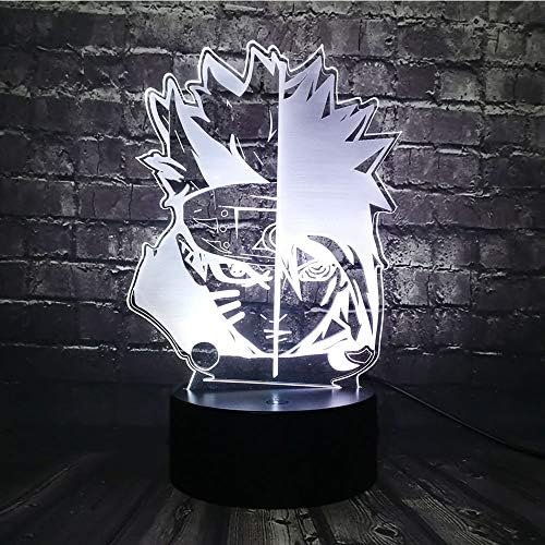 Jinlycoo Cartoon Night Light Anime Japan Luster Sasuke Kakashi Mask LED Bulb 7 Color USB Cable Change Baby Moon Uchiha Obito Table Lamp for Kid Room 3D Optical Illusion Friends Holiday for Teenage