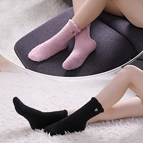 Image of LINEMIN Womens Fuzzy Socks Cozy Fluffy Winter Warm Slipper Socks Microfiber Soft Home Sleeping Socks