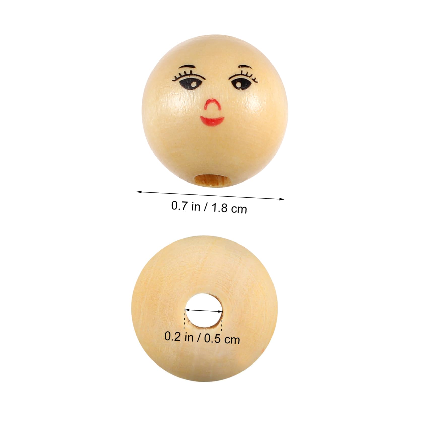 Cuentas de Madera Redondas con Cara Sonriente 50 Piezas Khaki