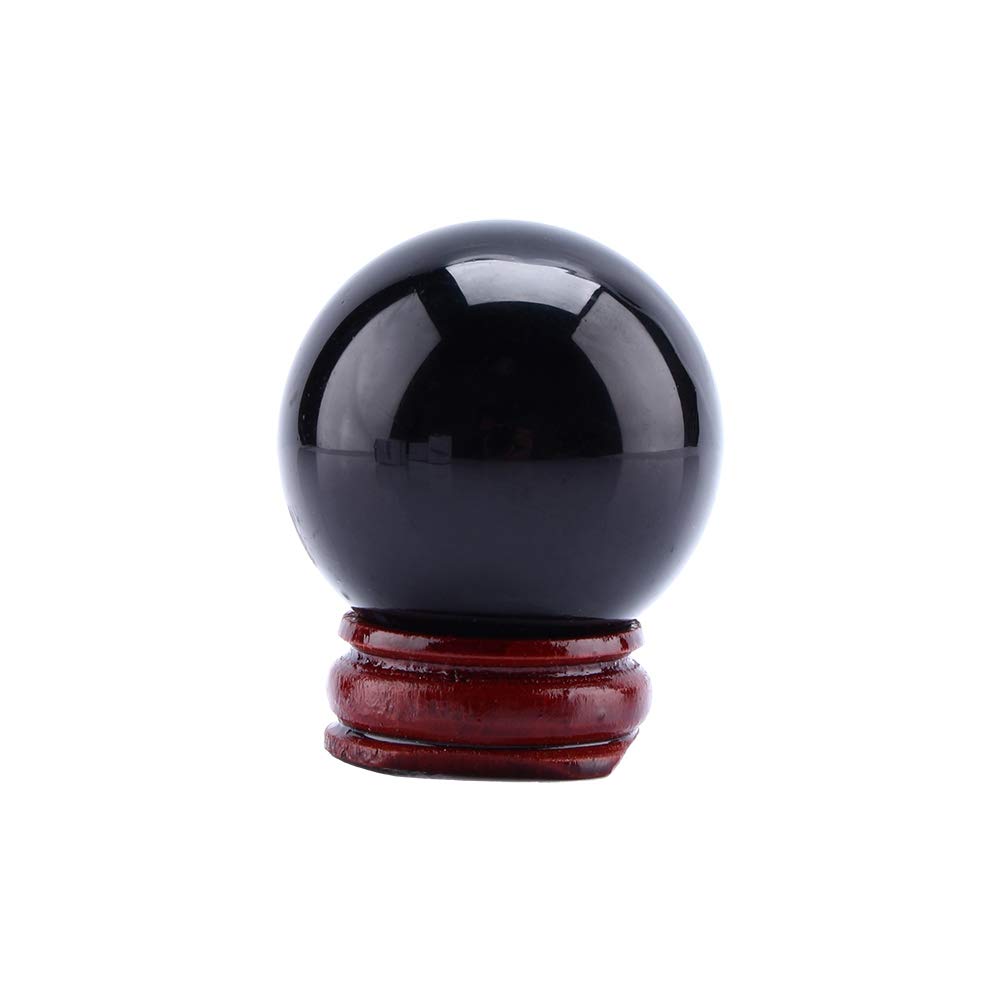 Hztyyier Natural Black Quartz Glass Crystal Ball, 40mm, with Display Stand