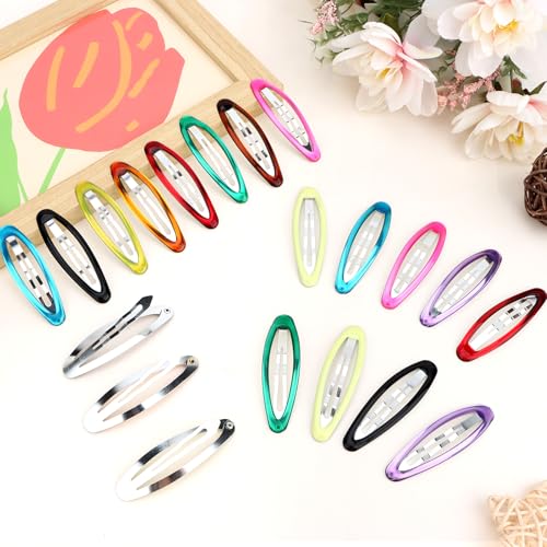 Pinzas para el cabello pequeñas ovaladas planas de metal multicolor para niñas miniatura 4