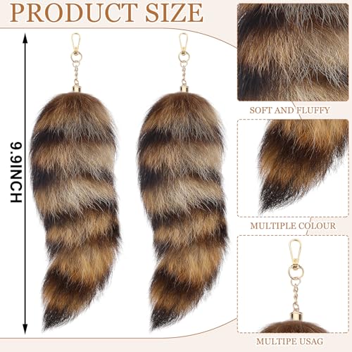 Image of Ferreve 2 /4 /6 /8 Pcs Fluffy Therian Tail Keychain Soft Fox Fur Tail Keychain for Women Handbag Cosplay Costume 2 Sizes
