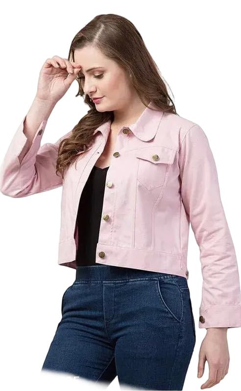 Women’s Solid Denim Light Pink Casual Full Sleeve Regular Jacket-picture-50