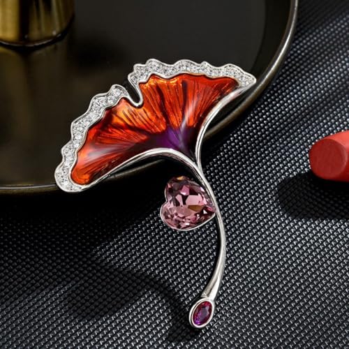 Image of Flower Floral Pearl Brooch Rhinestone Crystal Brooch Leaf Bouquet Brooch Pin Fashion Dress Accessories Birthday Graduation Jewelry Gift For Women