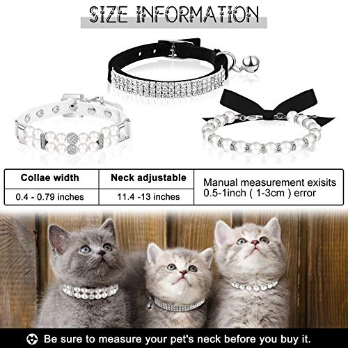 Collier strass pour chien chat collier perle ajustable avec clochette - 4