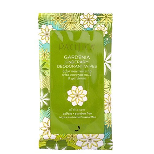 Pacifica Beauty Underarm Deodorant Wipes Travel Size, Coconut Milk & gardenia, 10 ct