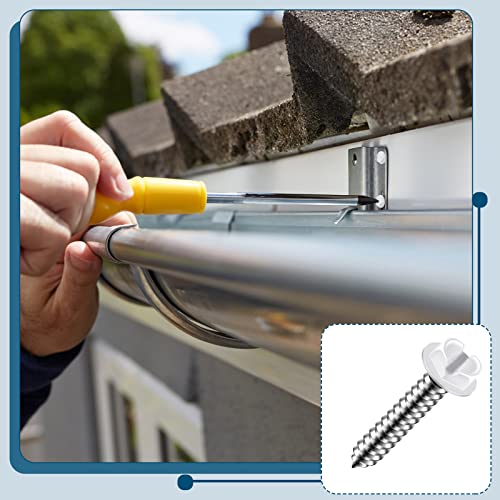 Shimeyao SHIMEYAO-WHITE HEX-542 120 Pcs #8 White Gutter Screws White Sheet Metal Screws White Hex Washer Head Screws White Self Tapping Screws White Zip Wood Screws thumb #5