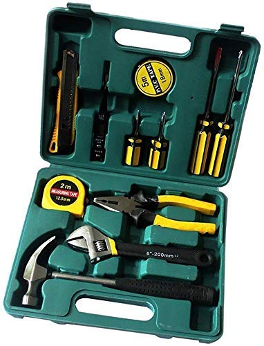 Jensi 2304 12 in 1 Toolkit Set for Multipurpose Home Maintenance Uses | 12 in 1 Pcs for Car and Bike Repairing Tool Kit with Hammer Wrench Cutter Measure tap Pliers