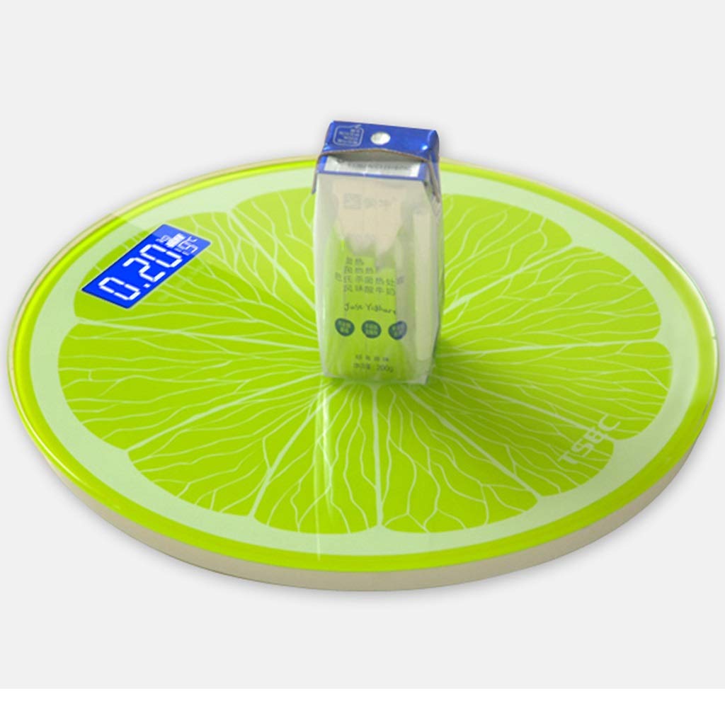DWW Báscula Digital Redonda con Carga USB, báscula de baño Antideslizante con Cinta métrica, Vidrio Templado, Pantalla LCD, 396 LB, Verde