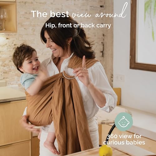 Image of Boba Ring Sling Baby Carrier, Bamboo Linen, Newborn to Toddler, Linen Rye | Airy Breathable Weave keeps baby cool in summer, easy Front & Hip Carry, one size adjusts to fit every caregiver.