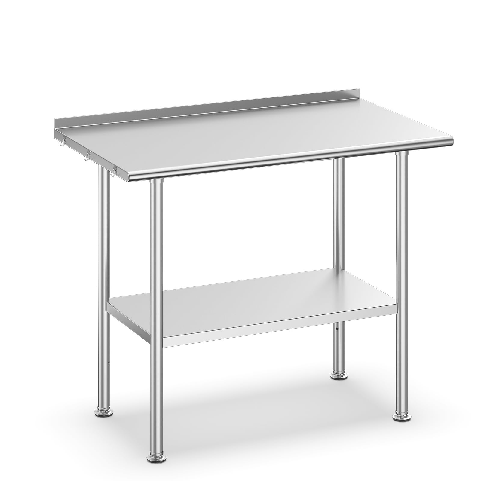 Stainless Steel Prep Table for Work, 24 * 36 Inch, High Load Bearing with Undershelf and Backsplash for Outdoor, Restaurants, Hotels, Workshops, Kitchens, Garages and Gardens