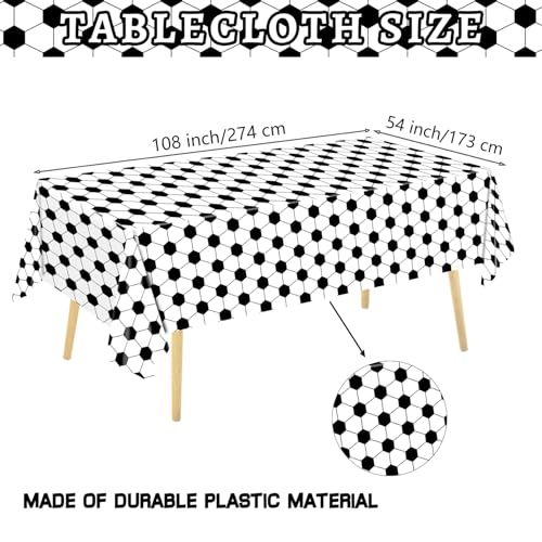 Image of QIYANPAX 4 Pieces Soccer Tablecloths - Soccer Birthday Party Decorations Soccer Table Cloth Soccer Tablecloth Plastic Table Cover for Sports Soccer Theme Party Decorations, 54 x 108 Inch
