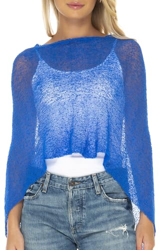 Image of SHU-SHI Womens Sheer Knit Poncho Shrug Lightweight Cover Up One Size Fits Most