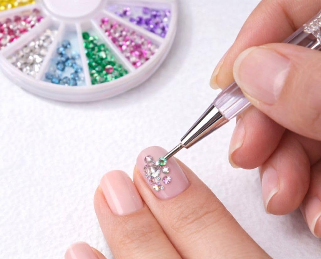 Nail Art Wheel Glitters & Rhinestones | Multi-Color Crystal Nail Decoration Kit | 3D Nail Art Stones for Gel, Acrylic & Natural Nails | Salon & DIY Use-image-48