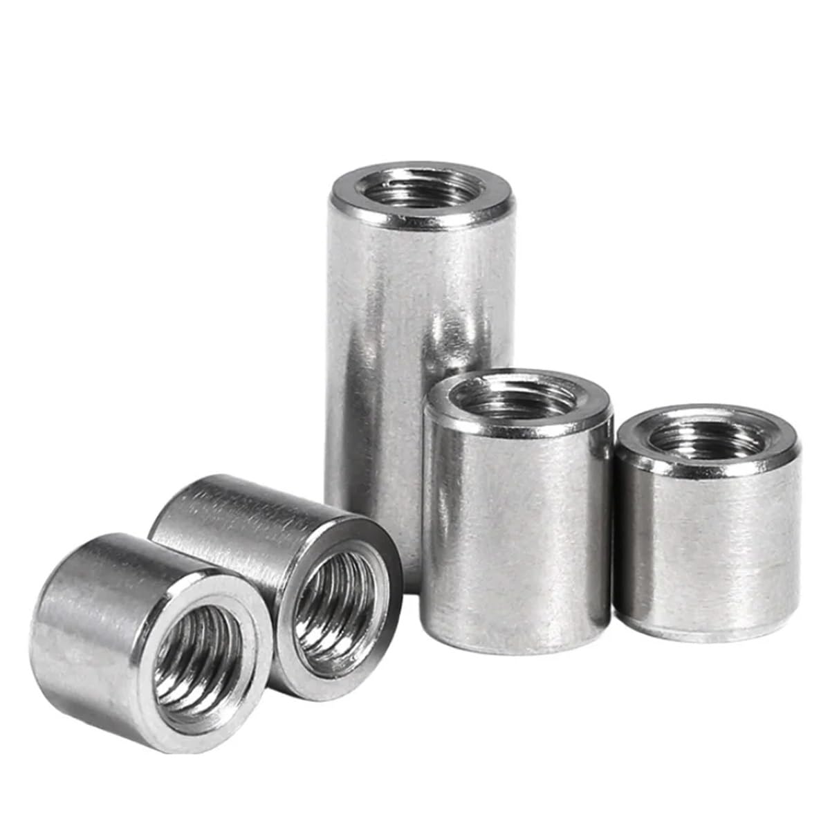 UORCXOAU M6 304 Stainless Stee Round Coupling Nut Cylindrical Connector Coupling Nut(M6x12x30)