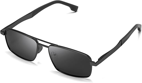 SUNGAIT Gafas de sol rectangulares retro para hombre, ajustables, antideslizantes, polarizadas, UV400, lente para conducir pesca