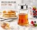 J&M Design Glass Syrup Dispenser Bottle for Maple Syrup, Sugar Dispenser Jar W/Handle Shaker For Pancakes, Coffee, Cereal Bowl, Tea Pour Spout Lid Easy Spoon Measure 7.5oz Container Holder
