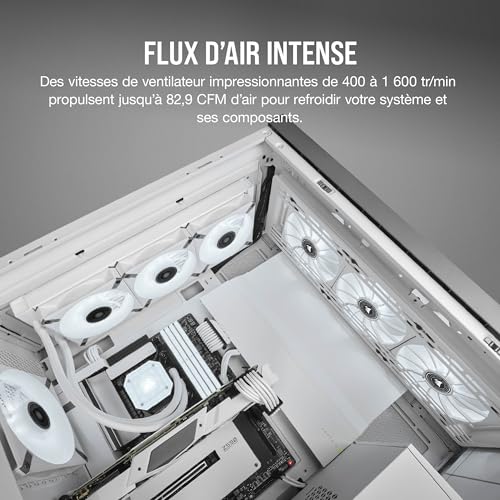 Corsair ML140 LED Elite, Ventilateur LED Blanc 140 mm PWM (Technologie Corsair AirGuide) Pack Simple - Blanc