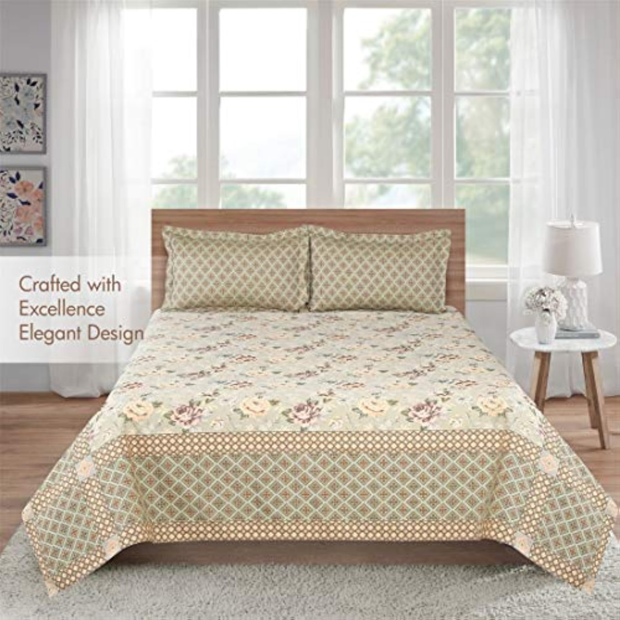 Viscose Cotton Bedcover with 2 Pillow Covers, Easy Wash