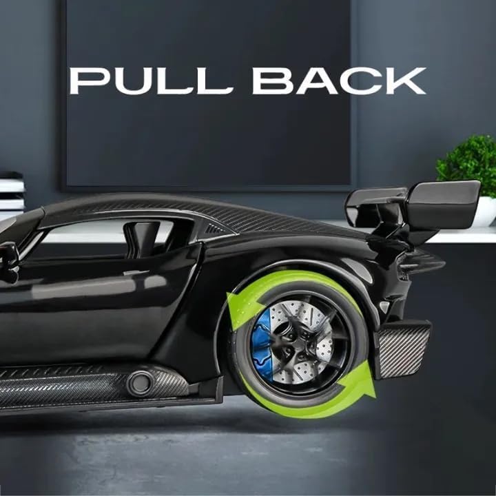 Image of Model Car Exclusive Alloy Metal Pull Back Die-cast Car Metal Pullback Toy car with Openable Doors & Light Music Best Gifts Toys Kids (1:32 Scale Aston Martin Vulcan - Green)