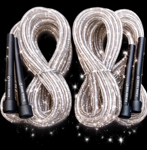 Street Ropez Royalty Double Dutch Jump Ropes (Set of 2) Silver Glitter Perfect Length 14 Feet Tangle-Free Heavy Weight No Need for Doubling for Beginning and Advanced Jumpers