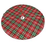 MSGUIDE Red and Green Christmas Buffalo Check Plaid Christmas Tree Skirt Traditional Christmas Tree