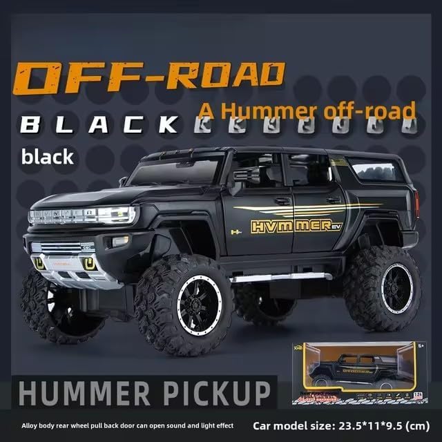 Image of Exclusive Alloy Metal Pull Back Die-Cast Car Diecast Metal Pullback Toy Car with Openable 6 Doors,Light Music Boys Gifts Toys (1:24 Hummer Off Road-Multicolor)