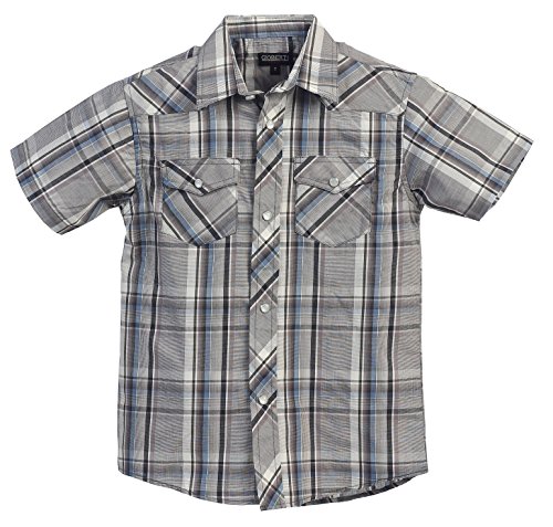 Image of Gioberti Boys Casual Western Plaid Pearl Snap-on Buttons Short Sleeve Shirt