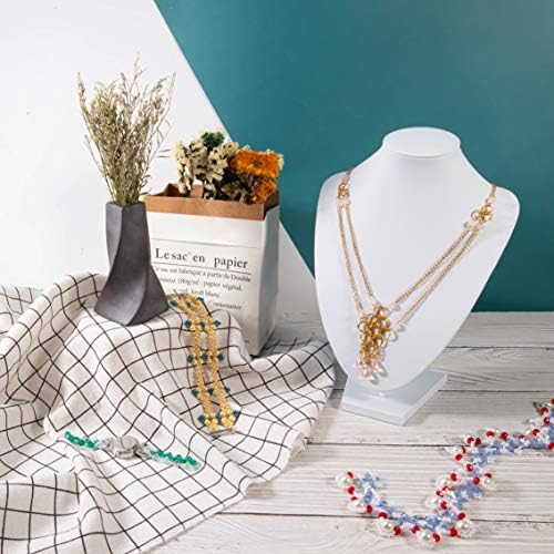 PandaHall Elite 2 pcs White Jewellery Necklace Display Bust Stand With Wood and Cardboard 25x17cm