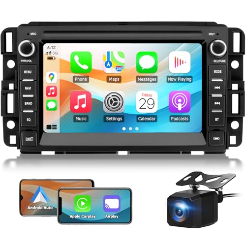 Car Radio for Chevy Silverado GMC Sierra Yukon 2007-2013 Android 13 Touch Screen CarPlay Android Auto Bluetooth GPS Navigation 2+32G Head Unit with Backup Camera