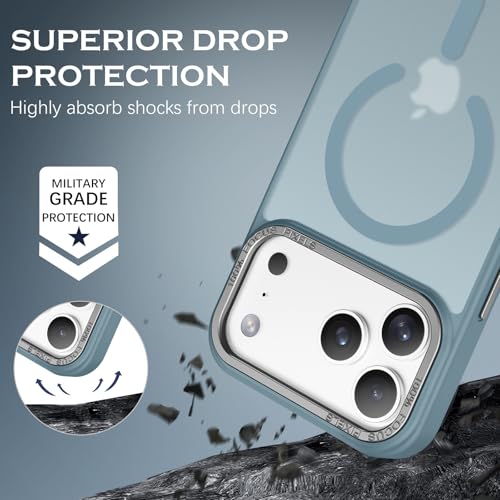 Image of YINLAI for iPhone 17 Pro Max Case 6.9-inch,Magnetic Compatible with MagSafe, Slim Matte Anti-Fingerprint, Shockproof Full Body Military Grade Protection for iPhone 17 Pro Max Cover, Gray Blue