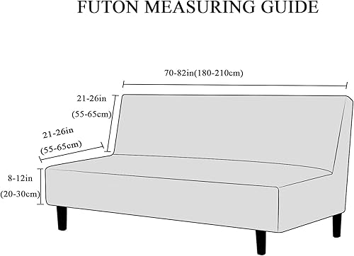Miniatura 6 de Funda de futón de felpa gruesa elástica sin brazos, funda suave para sofá o cama, funda para futón (gris plateado)
