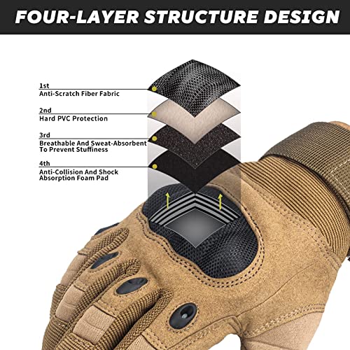 Tfroco Outdoor Gloves For Men, Wear-Resistant Touch Screen Full Finger Gloves For Cycling, Motorcycle Hunting Hiking Riding Climbing Gloves Coyote Large #TOP3