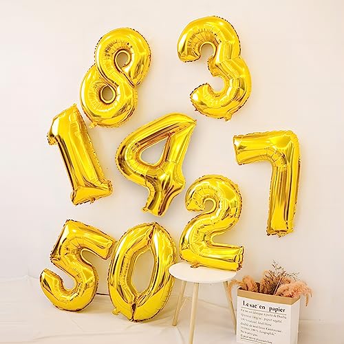 Image of Gold Number Balloons Birthday Balloons - Giant Gold Number 4 Balloon 40 inch, Numbers Balloon Birthday Decorations, Gold Party Supplies for Women Men