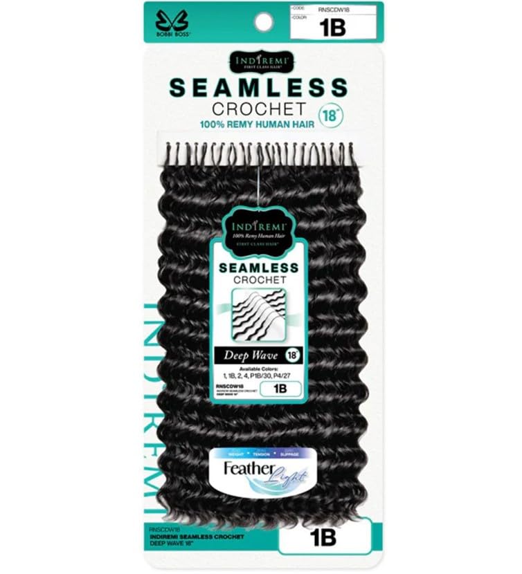 Bobbi Boss Indiremi Seamless Crochet Deep Wave Human Hair Crochet Braid 18" (1)