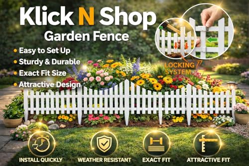 Image of Garden Fence Decorative Interlocking Plastic Border Panels (6 Panels,7.5ft Length) White Weather Resistant Outdoor Garden Edging Fence with Locking System for Lawn, Plants, Pathway & Flower Beds